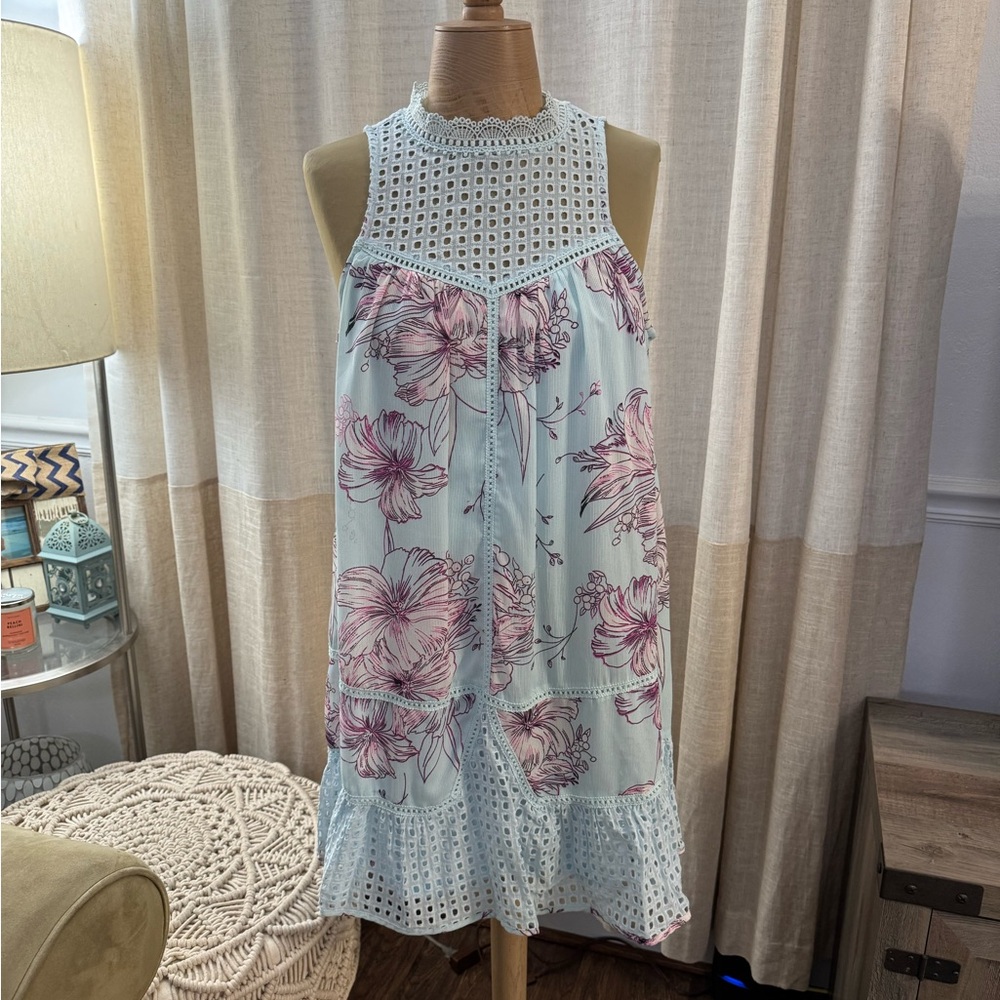 Floral Dress in Blue and Pink